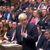 Thủ tướng Boris Johnson phát biểu trước Quốc hội Anh ở London. (Ảnh: AFP/TTXVN) 