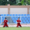 Tinh thần các cầu thủ Việt Nam đều rất tốt sau trận thắng Brunei. (Ảnh: Hoàng Linh/TTXVN)