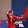 Trần Thị Minh Huyền giành thêm một huy chương Bạc bộ môn wushu. (Ảnh: Hoàng Linh/TTXVN)