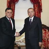 Tổng thống Thổ Nhĩ Kỳ Tayyip Erdogan và người đứng đầu GNA Fayez al-Sarraj. (Ảnh: AP)