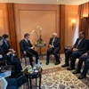 Ngoại trưởng Nhật Bản Toshimitsu Motegi và người đồng cấp Iran Mohammad Javad Zarif. (Ảnh: Bộ Ngoại giao Iran)