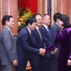 Phó Chủ tịch nước Đặng Thị Ngọc Thịnh với các Đại sứ. (Ảnh: Lâm Khánh/TTXVN)