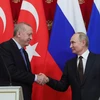 Tổng thống Nga Vladimir Putin người đồng cấp Thổ Nhĩ Kỳ Tayyip Erdogan. (Ảnh: AP) 