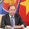 Thứ trưởng Bộ Ngoại giao Nguyễn Quốc Dũng thông báo kết quả Hội nghị Hội đồng điều phối ASEAN (ACC-25) lần thứ 25. (Ảnh: Dương Giang/TTXVN)