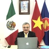 Đại sứ Việt Nam tại Mexico Nguyễn Hoài Dương dự tọa đàm trực tuyến. (Ảnh: TTXVN phát)