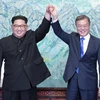 Hai nhà lãnh đạo Triều Tiên và Hàn Quốc tại hội nghị thượng đỉnh hồi năm 2018. (Ảnh: Yonhap)