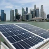 Các tấm năng lượng mặt trời trên vịnh Marina, Singapore. (Ảnh: AFP)
