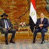 Tổng thống Ai Cập Abdel-Fattah El-Sisi và người đồng cấp Nam Sudan Salva Kiir. (Ảnh: MENA)