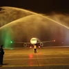 Máy bay Vietravel Airlines hạ cánh tại Cảng hàng không quốc tế Phú Bài. (Ảnh: Đỗ Trưởng/TTXVN)