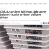 "Người hùng" cứu bé gái rơi từ tầng 12A gây sốt trên báo nước ngoài