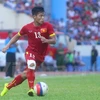 Hậu vệ Tấn Tài buộc phải nói lời chia tay SEA Games 28 do chấn thương. (Ảnh: Minh Chiến/Vietnam+)