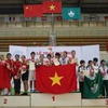 Việt Nam lần thứ 8 liên tiếp giành ngôi nhất toàn đoàn giải vô địch đá cầu thế giới. (Ảnh: Văn Trí/TTXVN)