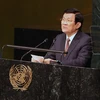 Chủ tịch nước Trương Tấn Sang phát biểu tại phiên khai mạc Hội nghị Thượng đỉnh Liên hiệp quốc. (Ảnh: Nguyễn Khang​/TTXVN)