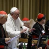 Giáo hoàng Francis trao đổi với các đức hồng y tại một phiên họp của Tòa thánh Vatican. (Nguồn: catholicsun.org)
