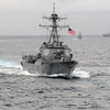 Tàu khu trục Mỹ USS Lassen thực hiện tuần tra trong khu vực 12 hải lý quanh đảo nhân tạo mà Trung Quốc xây dựng trái phép trên khu vực Biển Đông của Việt Nam. (Ảnh: atimes)
