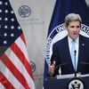 Ngoại trưởng Mỹ John Kerry phát biểu tại Viện nghiên cứu hòa bình ở Washington DC. (Ảnh: AFP/TTXVN)
