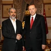 Tổng thống Thổ Nhĩ Kỳ Tayyip Erdogan tiếp thủ lĩnh phong trào Hamas Khaled Meshaal. (Ảnh: Reuters)