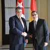 Ngoại trưởng Cuba Bruno Rodriguez (phải) và Phó Thủ tướng kiêm Bộ trưởng Kinh tế và Năng lượng Đức Sigmar Gabriel. (Ảnh: AFP)