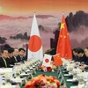 Nhóm Thượng nghị sỹ Nhật Bản gặp các thành viên Quốc hội Trung Quốc tại Bắc Kinh ngày 22/2. (Ảnh: Kyodo/TTXVN)