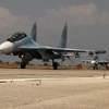 Máy bay Su-30 của Nga tại căn cứ không quân Hmeymim ở Syria. (Nguồn: Sputnik)