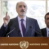 Ông Bashar al Jaafari, Trưởng đoàn đàm phán của Chính phủ Syria trong buổi họp báo trước hội đàm ngày 14/3. (Nguồn: AFP/TTXVN)