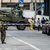 Cảnh sát Bỉ phong tỏa khu vực ga tàu điện ngầm Maelbeek ở Brussels sau vụ tấn công ngày 22/3. (Nguồn: AFP/TTXVN)