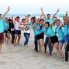 Các bạn trẻ hào hứng tham gia các hoạt động tại ngày hội du lịch biển Đà Nẵng. (Ảnh: Trần Lê Lâm/TTXVN)