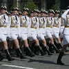 Khối nữ học viên Trường đại học St.Petersburg thuộc Bộ Nội vụ Nga tham gia lễ duyệt binh tại Quảng trường Đỏ. (Nguồn: Sputnik)
