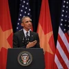 Tổng thống Hoa Kỳ Barack Obama đã có bài phát biểu đặc biệt trước gần 2.000 thanh niên, đại diện cho giới trẻ Việt Nam. (Ảnh: Minh Sơn/TTXVN)