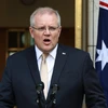 Thủ tướng Scott Morrison tại cuộc họp báo ở Canberra, Australia. (Ảnh: THX/TTXVN)