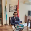 Đại sứ Việt Nam tại Ấn Độ Phạm Sanh Châu phát biểu tại hội nghị trực tuyến. (Ảnh: Huy Lê/Vietnam+)