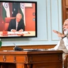 Thủ tướng Ấn Độ Narendra Modi họp trực tuyến với người đồng cấp Australia Scott Morrison ngày 4/4/2020. (Nguồn: businessinsider.in)