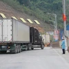Xe xuất khẩu nông sản sang Trung Quốc. (Ảnh: Quang Duy/TTXVN)