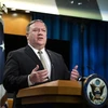 Ngoại trưởng Mỹ Mike Pompeo phát biểu trong cuộc họp báo tại Washington, DC. (Ảnh: AFP/TTXVN)