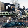 Hiện trường vụ rơi máy bay của Hãng hàng không quốc tế Ukraine gần sân bay Imam Khomeini ở Tehran, Iran, ngày 8/1/2020. (Ảnh: AFP/TTXVN)