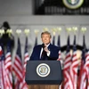 Tổng thống Mỹ Donald Trump trong bài phát biểu chính thức tiếp nhận đề cử của đảng Cộng hòa tại Nhà Trắng, Washington, DC sáng 27/8/2020. (Ảnh: AFP/TTXVN)