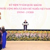 Thủ tướng Nguyễn Xuân Phúc phát biểu tại tiệc chiêu đãi nhân kỷ niệm 75 năm Quốc khánh. (Ảnh: Thống Nhất/TTXVN)
