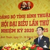 Dương Văn An, Bí thư Tỉnh ủy Bình Thuận khóa XIV, nhiệm kỳ 2020-2025 phát biểu. (Ảnh: Nguyễn Thanh/TTXVN)