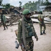Binh sỹ Cộng hòa Dân chủ Congo tuần tra tại làng Manzalaho gần Beni sau vụ tấn công do nhóm vũ trang Hồi giáo mang tên "Lực lượng dân chủ đồng minh" (ADF) tiến hành ngày 18/2/2020. (Ảnh: AFP/TTXVN)