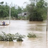 Nước lũ làm ngập sâu, gây chia cắt, cô lập nhiều địa phương huyện Tuy An, Phú Yên. (Ảnh: Phạm Cường/TTXVN)