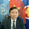 Đại sứ Đặng Đình Quý - Trưởng Phái đoàn đại diện thường trực Việt Nam tại Liên hợp quốc phát biểu tại phiên thảo luận. (Ảnh: Hữu Thanh/TTXVN) 