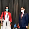 Bộ trưởng Ngoại giao Bùi Thanh Sơn tiếp Đặc phái viên của Tổng Thư ký Liên hợp quốc về Myanmar Christine Schraner Burgener. (Nguồn: baoquocte.vn)