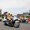 Hình ảnh CSGT diễn tập dẫn đoàn bằng siêu xe môtô Honda Goldwing 2023