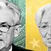 Chủ tịch Cục Dữ trữ Liên bang Mỹ Jerome Powell và Chủ tịch Ngân hàng Trung ương châu Âu Christine Lagarde. (Ảnh: Financial Times)