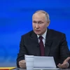 Tổng thống Nga Vladimir Putin phát biểu tại cuộc họp báo thường niên ở Moskva ngày 14/12/2023. (Ảnh: THX/TTXVN)