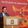 Đại sứ Việt Nam tại Singapore Mai Phước Dũng phát biểu chúc Tết bà con Kiều bào. (Ảnh: Lê Dương/TTXVN)