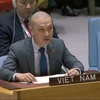 Tham tán công sứ Nguyễn Hoàng Nguyên, Phó Trưởng Phái đoàn Thường trực Việt Nam tại Liên hợp quốc, phát biểu tại phiên thảo luận. (Ảnh: TTXVN phát)