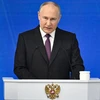 Tổng thống Nga Vladimir Putin trình bày Thông điệp liên bang trước Quốc hội ở Moskva ngày 29/2/2024. (Ảnh: AFP/TTXVN)