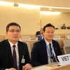 Đại sứ Mai Phan Dũng (phải), Trưởng Phái đoàn Thường trực của Việt Nam tại Liên hợp quốc phát biểu tại Phiên họp. (Ảnh : Anh Hiển/TTXVN)