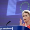 Chủ tịch Ủy ban châu Âu Ursula von der Leyen phát biểu tại cuộc họp báo ở Brussels, Bỉ, ngày 15/5/2023. (Ảnh: AFP/TTXVN)